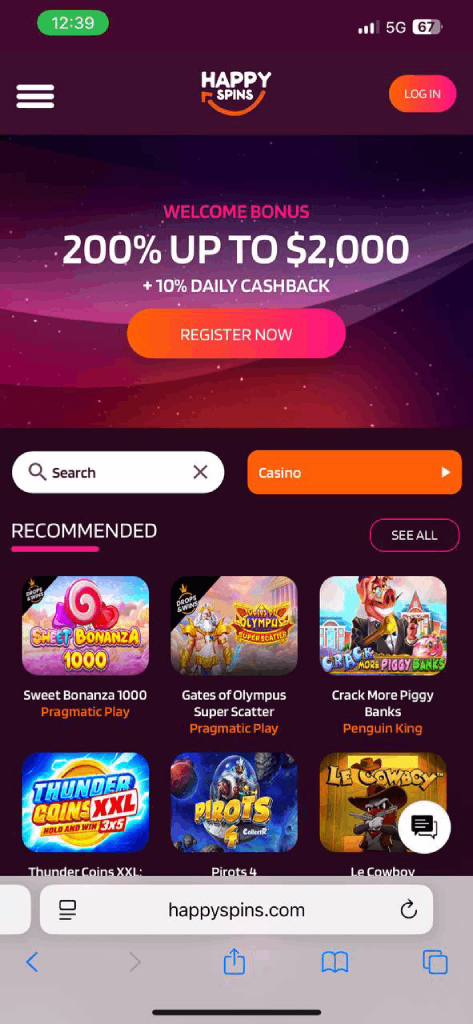 HappySpins Casino — mobiel